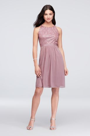 David's bridal short lace bridesmaid clearance dress